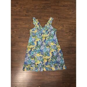 New Directions Dress Women Size 16 Floral Blue Yellow Sleeveless